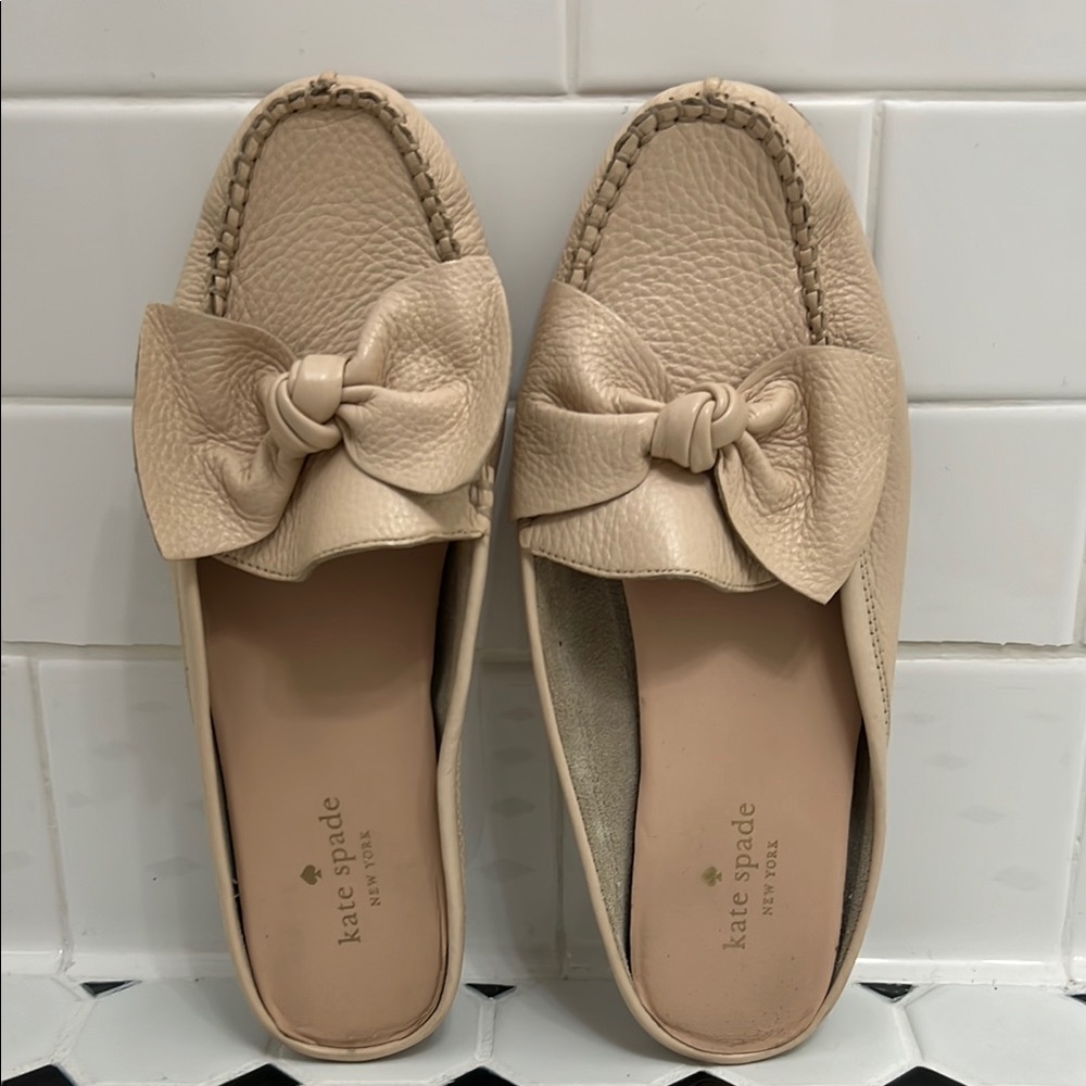 Kate Spade Blush Moccasins with Bow Detail